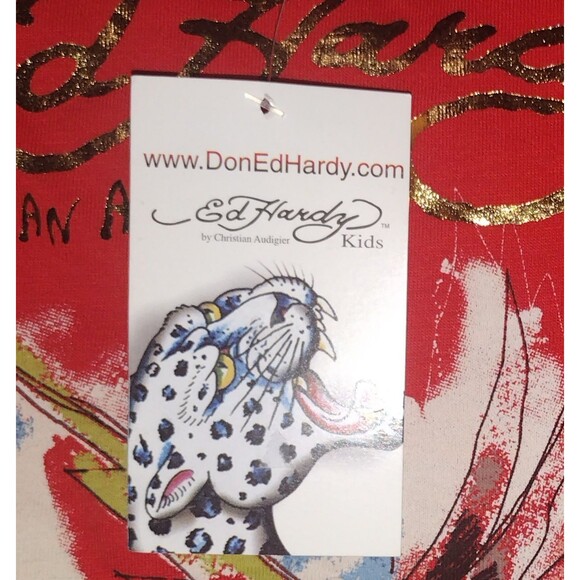 Ed Hardy Kids T-shirt Sz. 12-18 Months Eagle Lightning Bolt Red RARE New w/ Tags - Picture 5 of 6